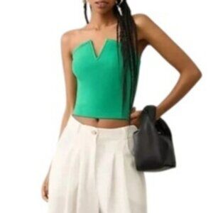 Anthropologie Maeve Large Strapless Corset Top Green NWT